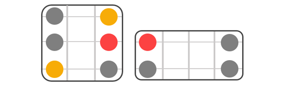 Freedom Blocks, a square with six notes and a recangle with four notes.