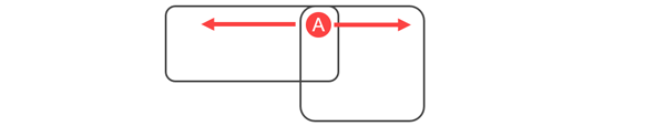 A rectangle overlapping a square in a major key. You can move left into the rectangle or move to the right into a square.
