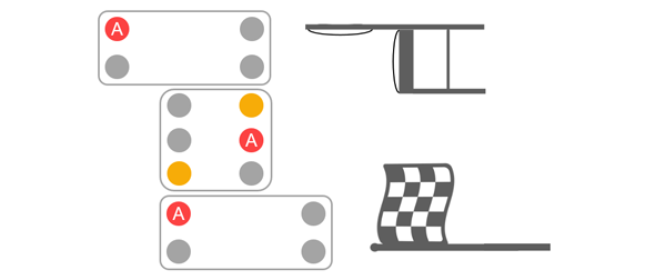 Comparing stacked squares and rectangles to the flag up being rectangle up to square and "sitting down" to a rectangle with a square on lower strings.