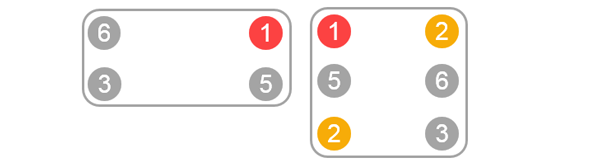 Freedom Blocks for Major Pentatonic Scale. Row 1 of a square is 2nd and 3rd degrees. Row two is 5th and 6th degrees, and row 3 is root and 2nd degree of scale. Rectangle row 1 is 3rd degree and 5th degree; row 2 is 6th degree and 1 root of scale.
