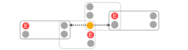 Two stepping squares with overlapping rectangles.